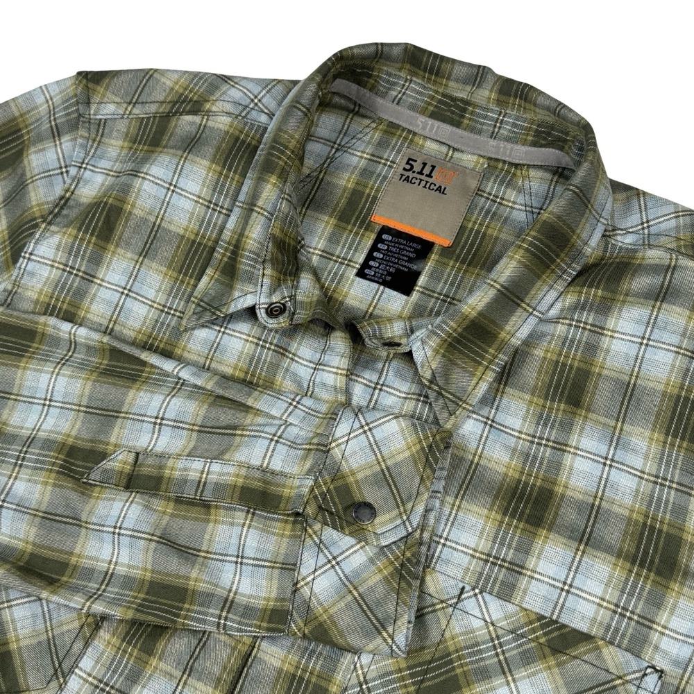 5.11‎ Tactical Womens XL Hanna Plaid Shirt Snap Button Front Long Sleeve Green